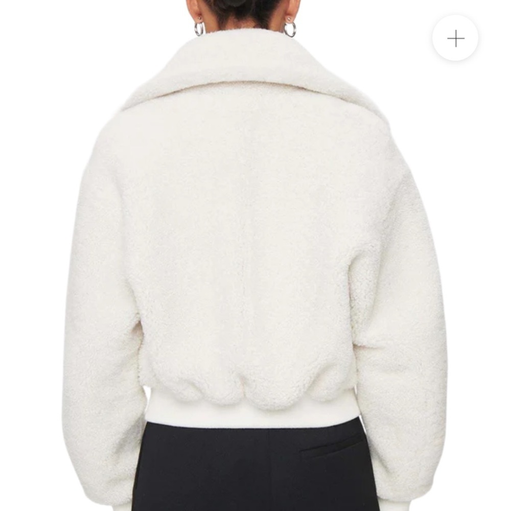 NWOT DSTLD Cream Lamb Shearling Jacket w zipper pockets fully lined SZ Small - Picture 3 of 14